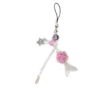 Handmade Beaded Mermaids Tail Phone Charm Youthful Beaded Phone Jewelry Fish Tail Charm in Assorted Colors for Women