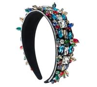 Handmade Beaded Rhinestone Wide Headband, Heavy Craft Banquet Hair Accessory