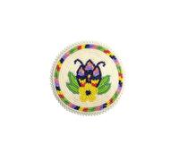 Handmade Beaded Rosette Medallion Patch Applique Native American Style (Cream Flower)
