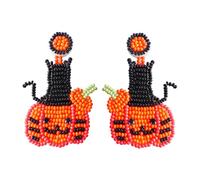 Handmade Beaded Sparkle Halloween Drop Dangle Earrings Fun Halloween Jewelry Gifts for Women, Glass Sequin, crystal