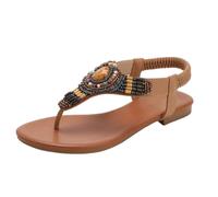 Handmade Beaded Wedge ls New Toe Post Rhinestone Fairy Style Simple Beach Vacation Shoes