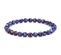 Handmade Beads Women Faceted Labradorite Crystal Quartzs Natural Stone for Women Femme Bangle Men,6mm Blue Granite