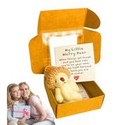 Handmade Bear Stuffed Animal, Small Cute Bear in Present Box, Adorable Compact Inspirational Plush Pet Buddy with Positive Card for Women Men Kids Home Decor, Multicolor