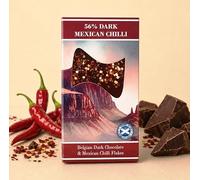 Handmade Belgian 56% Dark Chocolate Bar with Mexican Chilli Oil & Chilli Pieces - 100g, Gourmet Spicy Chocolate, Vegan Artisan Gift