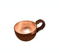 Handmade Beverage Vessel Artisanal Copper Cup Hammered Mug Drinkware Textured Finish Thickened Body Matching Saucer Suitable for Home Tea Time Coffeehouse Style Serving Decorative Tableware