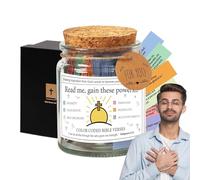 Handmade Bible Jar - Glass Christian Bible Jar | Bible Verses In A Jar, Inspirational Bible Verse Jar, Glass Inspiration Bible Jar, Bible Verses in a Jar Glass Prayer Jar with Colorful Bible Verses