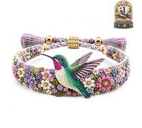 Handmade Bird Embroidered Bracelet, Adjustable,Offering Encouragement And Resilient Emotional,Gift For Women And Bird Lovers(A)