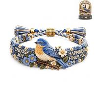 Handmade Bird Embroidered Bracelet, Woven Bracelet With Bird Design,Inspiration Accessory With Encouraging Meaning,Hope And Resilience Emotional Strength(B)