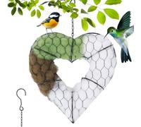 Handmade Bird Nest Heart, Winter Tree Shelter Hummingbird Nest Heart Bird Nesting Supply Holder, Refillable Birds Nesting Boxes for Garden, with PP Cotton for Indoor Outdoor Garden Winter