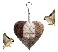 Handmade Bird Nest in Heart Shape Made of Alpaca Wool, 20 x 20 x 3 cm, Refillable Winter Quarters Made of Natural Wool, for Hummingbird and Bird Lovers in Winter, Perfect for Home, Garden and Patio