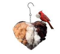 Handmade Bird Nest in Heart Shape, Refillable Bird Nesting Material, Heart Nesting Material Holder, Bird House Nesting Box, Winter Quarters Made of Alpaca Fibre, for Garden, Patio