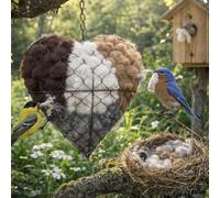 Handmade Bird Nesting Heart, Bird Nesting Material, Refillable Fiber Birds Wool Material House Winter Shelter, Animal Hummingbirds Lovers Nestings Box, for Home Garden Yard (1pc)