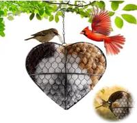 Handmade Bird Nesting Heart with Natural Wool, Refillable Bird Nesting Material Holder, Decorative Bird Houses for Garden, Ideal Nesting Material for Wild Birds, for Bird Boxes for Gardens