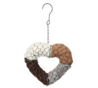 Handmade Bird Nesting Heart with Refillable Fiber - Refillable 8 Inch Fiber Nesting Station for Hummingbirds & Wild Birds, Garden Decor Unique Gift for Bird Lovers & Bird Watching