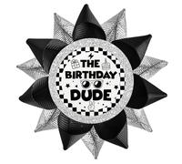 Handmade Birthday Dude Button Pins, Black Funny Birthday pins for Boys or Men,Birthday Party Decorations and Supplies, Birthday Gifts for Husband, Boyfriend, Son, Brother(Black+Silver)