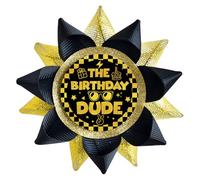 Handmade Birthday Dude Button Pins, Black Funny Birthday pins for Boys or Men,Birthday Party Decorations and Supplies, Birthday Gifts for Husband, Boyfriend, Son, Brother(Black+Gold)