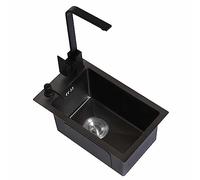 Handmade Black 304 Stainless Steel Mini Bar Sink with Square Tap Compact Kitchen Basin for Balcony Size 38x34cm Durable & Stylish Design