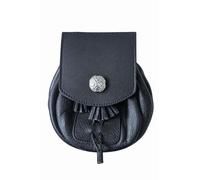 Handmade Black Leather Rob Roy Sporran with Chain Set Traditional Scottish Kilt Sporran