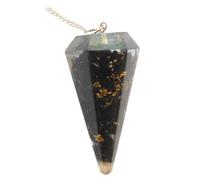 Handmade Black Tourmaline Orgone Pendulum Hexagonal Shape with Chakra Beads Chain Healing Crystal Protection Gift Scrying Dowser Dowsing Point