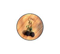 Handmade Blackberry Dangle Earrings for Women, Polymer Clay Fruit Charm Drop with Brass Hoop unique Cottagecore Jewelry Gift for Her, L, Polymer Clay, No Gemstone
