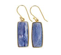 Handmade Blue Kyanite Dangle Earrings for Women, 23x9mm Rectangle Cabochon Gemstones in Bezel Setting, Long Lightweight Drop Earrings, Elegant Everyday Gift Jewelry for Her
