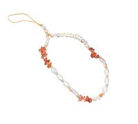Handmade Bohemian Beaded Phone Charm Lanyard Wrist Strap Colorful Pearls Happy Letter Phone Chain String Anti Lost Lanyard Hanging Cord for Women Girls Phone Charm Jewelry-Dark Orange