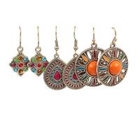 Handmade Bohemian Vintage Bronze Round Circle Earrings for Women Lightweight Tribal Brown Round Geometry Statement Earrings Antique Ethnic Spiral Earrings, Zinc, No Gemstone