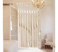 Handmade Boho Curtains, 78 x 35 inch Blackout Anti-Static, Not Easy to Fluff, Woven Fly Curtains for Doors, Boho Decor for Home/Living Room/Wedding Background