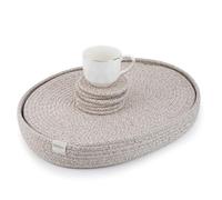 Handmade Boho Placemats Set of 6 Oval - Natural Woven Cotton Farmhouse Table Mats for Dining Table, Fall, Halloween, Thanksgiving, Christmas