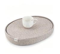 Handmade Boho Placemats Set of 6 Oval - Natural Woven Cotton Farmhouse Table Mats for Dining Table, Fall, Halloween, Thanksgiving, Christmas (Mix Brown, Oval 16 * 12)