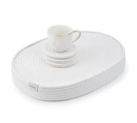 Handmade Boho Placemats Set of 6 Oval - Natural Woven Cotton Farmhouse Table Mats for Dining Table, Fall, Halloween, Thanksgiving, Christmas