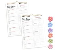Handmade Bound Weekly Detachable Diet Plan Sheet, 52 Sheets Double Helix Tear-Off Meal Planner and Grocery List, Food/Menu Organizer Notepad for Weekly to Do List (Style-5,2Pcs)
