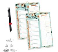 Handmade Bound Weekly Detachable Diet Plan Sheet, 52 Sheets Double Helix Tear - Off Meal Planner and Grocery List, Weekly Meal Planner Notebook (05,2Pcs)
