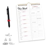 Handmade Bound Weekly Detachable Diet Plan Sheet, 52 Sheets Double Helix Tear - Off Meal Planner and Grocery List, Weekly Meal Planner Notebook (03,1Pcs)