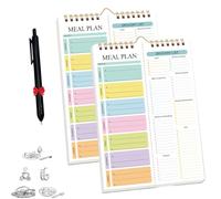 Handmade Bound Weekly Detachable Diet Plan Sheet, 52 Sheets Double Helix Tear - Off Meal Planner and Grocery List, Weekly Meal Planner Notebook (06,2Pcs)
