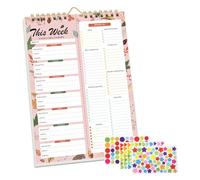 Handmade Bound Weekly Detachable Diet Plan Sheet, 52 Sheets Pastel Undated Weekly Meal Planner and Grocery List, Wall-Mountable Meals Planning Notepad for Daily & Weeklys Plannners (D)