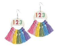 Handmade Braid Fish Teacher Letter Tassel Earrings for Women Jewelry, M, Resin, No Gemstone