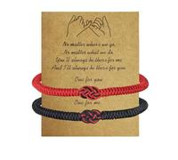 Handmade Braided Couples bracelet Matching bracelets for couples Love Knot Woven Bracelets Adjustable Rope Bracelets for Men and Women Red String Bracelet Protection Gift for Boyfriend Girlfriend, S