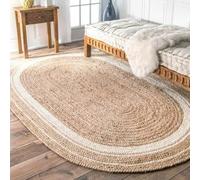 Handmade Braided Hand Crafted eco-Friendly Jute Floor Area Rug-Floor Carpet Rug-Floor Runner Rug-Center Table Carpet Rug-Bed Side Runner Rug, 5 x 7 Feet Oval (150 cm x 210 cm)