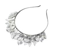 Handmade Braided Leaf Pearl Hairband Headband Tiara Women Bridal Headband Wedding Bridal Headdress (Silver 1pcs (1pack))