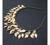 Handmade Braided Leaf Pearl Hairband Headband Tiara Women Bridal Headdress Wedding Bridal Headdress (Gold 1pcs (1pack))