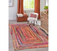 Handmade Braided Multi Cotton Rectangle Area Rug, Multi Color Chindi Rugs Boho Soft Reversible Bohemian Indoor Outdoor Bedroom Home Kitchen Living Room, Multi Color,(7'6" x 9'6" / 225 cm x 285 cm)