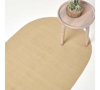 HOMESCAPES Linen Handmade Braided Oval Rug For Bedroom & Living Room Reversible Woven Cotton Small Rug, 60 x 90 cm