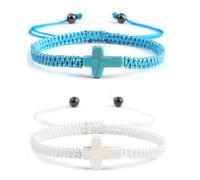 Handmade Braided Rope Jesus Christian Cross Bracelet Colorful Bulk Catholic Bracelets Religous Christian Friendship Gifts, 1, Resin, no gemstone