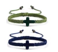 Handmade Braided Rope Jesus Christian Cross Bracelet Colorful Bulk Catholic Bracelets Religous Christian Friendship Gifts, 1, Resin, no gemstone