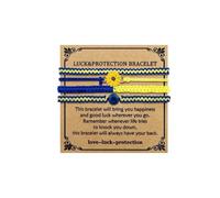 Handmade Braided Sunflower Charm Bracelet Set, Blue Yellow Dual Color Adjustable String Wristbands Luck Protection Inspirational Gift Bracelets for Men Women