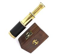 Handmade Brass 6'' Telescope Pocket Telescope with Rose Wood Box