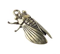 Handmade Brass Cicada Statue Designed for Decorative Placement in Living Spaces Featuring Time-Honored Metalworking Techniques and Consistent Finish