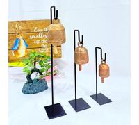 Handmade Brass Finish Hanging Bells for Door Chimes with Jute Rope Shabby Chic Decorative Bells (Copper Chime Bell on Stand (8H,10H,12H inch))