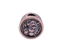 Handmade Brass Lion Relief Round Beads Pendant, Personalized Jewelry Making Supplies for DIY Enthusiasts, Ideal Paracord Beads Charm Accessories, Medium, Brass, No Gemstone